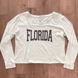 NWOT - US APPAREL 100% Cotton FLORIDA Women's Mint Green Long Sleeve Crop Top